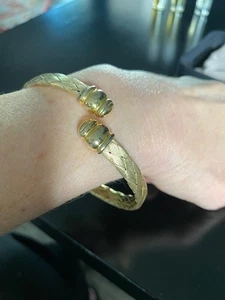 Veronese Italy 925 Gold Vermeil woven Bangle bypass Bracelet - Picture 1 of 4