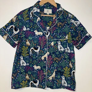 Printfresh Pajamas Women’s M “Must Love Dogs” TOP ONLY Short Sleeve Org Cotton - Picture 1 of 7