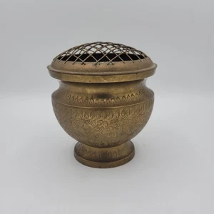 Vintage Vase Blumenfrosch aus geätztem Messing mit Anstecknadel Frosch Made in India - Bild 1 von 11
