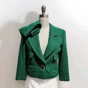 Vtg Valentino Roma Wool Tweed Skirt Suit Womens 38 4 Gold Buttons Miss V Shaggy - Picture 1 of 19