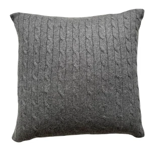 Ralph Lauren grau Zopfmuster Überwurf Kissen 100 % Kaschmir Winter 18 x 18 gebraucht, in einwandfreiem Zustand - Bild 1 von 5