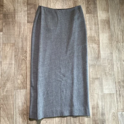 VTG Donna Karan Gray Wool Midi Skirt Fold Pleat Women's Size 6 Made In USA - Image 1 of 4
