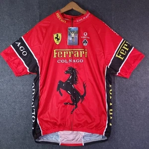 Camiseta deportiva de ciclismo Ferarri Colnago vintage talla 2XL roja cremallera completa 2005 nueva con etiquetas - Imagen 1 de 8