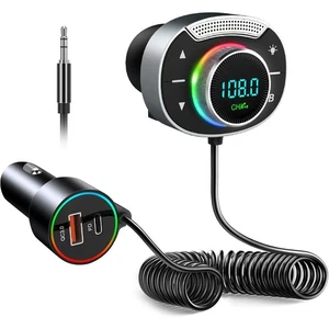 Bluetooth 5.3 FM Transmitter Auto Radio Adapter USB + Typ-C Ladegerät KFZ Handy - Bild 1 von 8