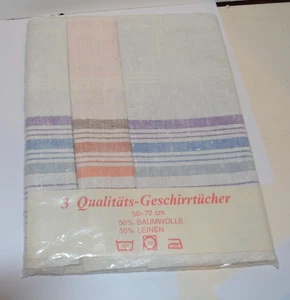 Vintage Geschirrtucher Baumwolle/Leinen Karo Geschirrtücher West Germany 3 Stück NEU - Bild 1 von 2