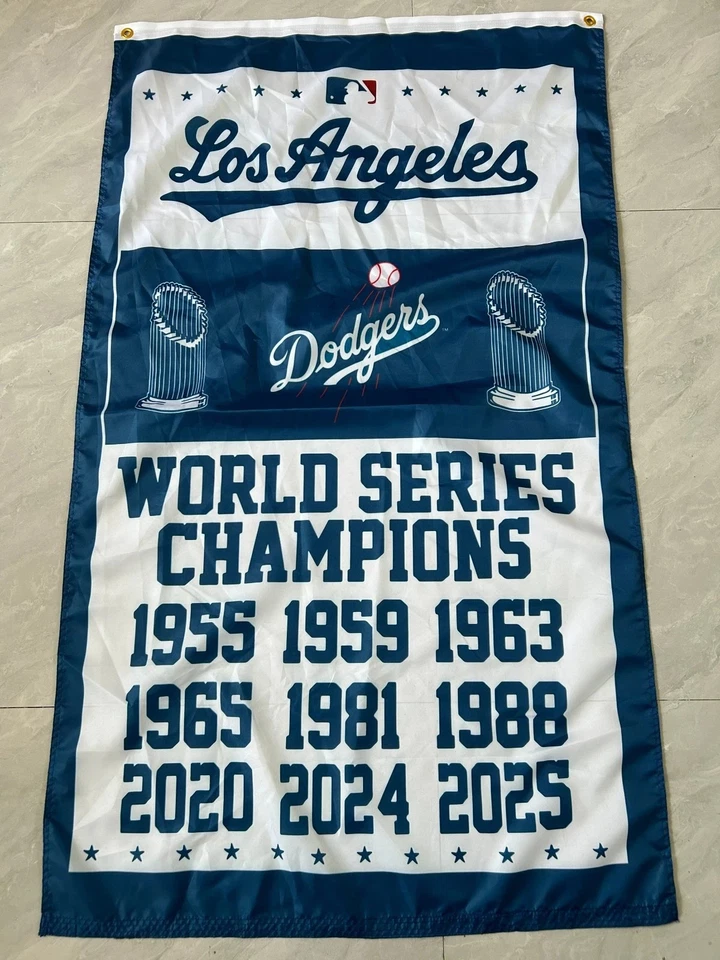 2025 Los Angeles Dodgers Fans 3x5 ft MLB B2B World Series Champions Banner Flag - Image 1 of 2