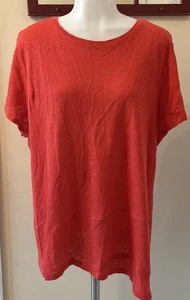 J Jill Love Linen Top Womens Sz XL Red Short Sleeve 100% Linen Lightweight - Picture 1 of 11
