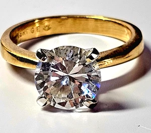 Diamond Simulated Ring 18 KT Karat Gold Electroplate Size 9.5 - Picture 1 of 5