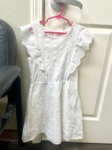 BCBG Girls Flutter Sleeve Eyelet Dress Size 12. 100% Cotton - Picture 1 of 9