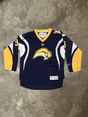 Camiseta deportiva de hockey para jóvenes Reebok NHL Buffalo Sabres #9 Derek Roy azul marino talla grande/XL Foto 1 de 4