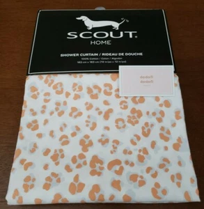 SCOUT HOME 72" Fabric Shower Curtain Animal Print 100% COTTON Orange/White NEW - Picture 1 of 4
