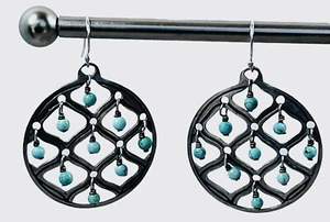 Silpada V W1682 Blue Howlite Earrings 925 Sterling Silver Dangle Turquoise - Picture 1 of 12