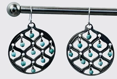 Pendientes Silpada V W1682 Howlita Azul Plata de Ley 925 Cuelgan Turquesa Foto 1 de 4