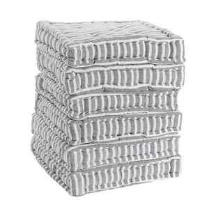 6x Garden Chair Seat Cushions 40cm x 40cm Indoor Outdoor Dining Pads Grey Stripe - Picture 1 of 7