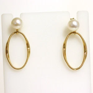 Marco Bicego NEU Marrakesch Welle 18K Gelbgold und 6 mm Perlenohrringe - Bild 1 von 11