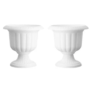 Novelty Indoor/Outdoor Plastic Classic Urn Planter, White, 19in (Pack of 2) - Picture 1 of 3