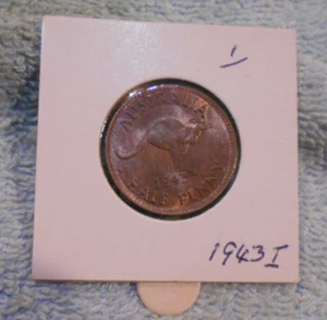 #C63. #1. QUALITY 1943 INDIA AUSTRALIAN BRONZE HALFPENNY COIN , LUSTRE - Bild 1 von 2
