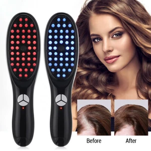 Peine de masaje eléctrico vibración rojo azul terapia de luz masaje para el cabello cuero cabelludo cepillo ~ - Imagen 1 de 17