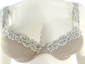 Natori Bra Size 32B Beige Taupe White Lace Underwire Demi - Picture 1 of 10