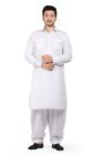 Pakistani Men’s Cotton White Casual Shirt Pathani Kurta Salwar Pajama Pant Set