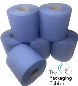 Essuyez-vous les serviettes en relief bleues Rolls CentreFeed 2 plis 60 m 90 m 120 m 6 pièces rouleau en vrac - Photo 1/9