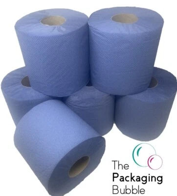 MAJESTIC Blue Rolls CentreFeed 2Ply Embossed Hand Towels Wipe 60m 90m 120m 6 Pk Roll BULK