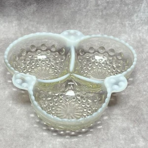 Vintage Anchor Hocking Hobnail Moonstone Opalescent Relish Dish - Candy/Nuts Hol - Picture 1 of 8