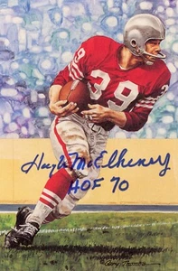 Tarjeta de arte de línea de meta firmada autografiada de Hugh McElhenny postal GLAC certificado de autenticidad - Imagen 1 de 3