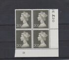 GB 1970 20p Machin Large Format High Value Block of 4 Plate 64 MNH 