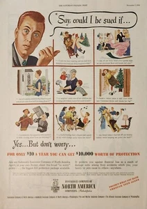 1946 Insurance Company of North America Vintage Ad Say could I be sued if - Picture 1 of 1