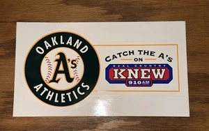 Vintage 1990's Oakland A's Logo Athletics Bumper Stic910 KNEW 910 AM NEW Rickey - Picture 1 of 1