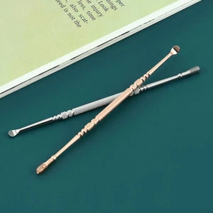 1pcs Double Head Stainless Steel Spiral Earpick Ear Scoop Earwax Digging Tool - Foto 1 di 12