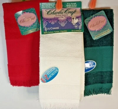 Charles Craft Cross Stitch Finger Tip Towel Choice Colors Tags may be different - Image 1 of 4