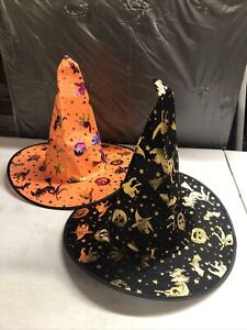 2pk Witch's Hat Orange & Black Child Halloween Costume 1 Of Each