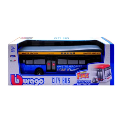 BURAGO STREET FIRE  CITY BUS LIGNE 8 NAVETTE AEROPORT BLU ART  18-32102BY - Immagine 1 di 2
