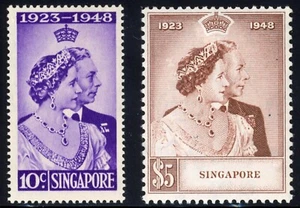 Singapore 1948 Silver Wedding Scott# 21-22 Mint XF OG NH Pristine Scarce Gem - Picture 1 of 2