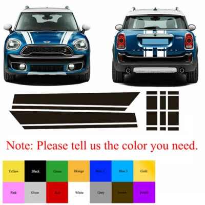 Adesivi decalcomania grafica posteriore strisce cappuccio per Mini Cooper Countryman F60 2017-25 - Immagine 1 di 4