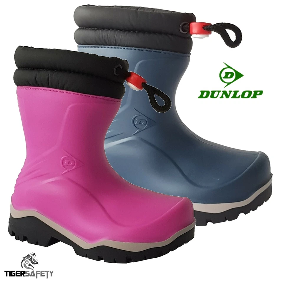 Dunlop Blizzard Kids Fur Fleece Lined Winter Thermal Wellington Boots Wellies - Image 1 of 1