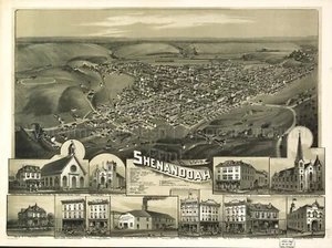 Vintage Map Shenandoah, Pa. 1889 USA POSTER PRINT WALL DECOR - Picture 1 of 1