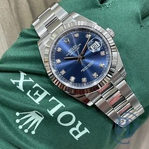 💙 Rolex Datejust 41 Blue Diamond 126334 Fluted Bezel Oyster Unworn Complete 💙 - Picture 1 of 8