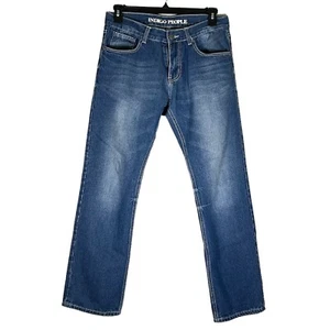 Indigo People Straight Leg Denim – blaue Herrenjeans Größe 33 x 32 Used-Look - Bild 1 von 10