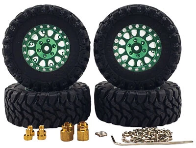 NHX RC 1.2" Crawler Tires Alum Beadlock Wheel 4x 1/18 TRX-4M Super Soft -Green - Image 1 of 4