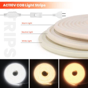 110V COB LED Strip Flexible Sign Neon Lights Tube Waterproof Outdoor Lighting US - Picture 1 of 15