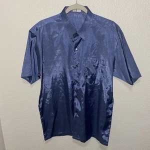 Markenlos Herren Thai Seide Button Down Hemd Gr. M Blau - Bild 1 von 5