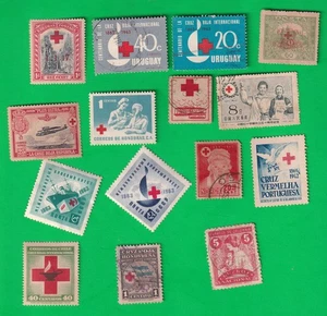 Russia,Bahamas,Uruguay China & more, lot of 14 stamps of Red Cross - Picture 1 of 1
