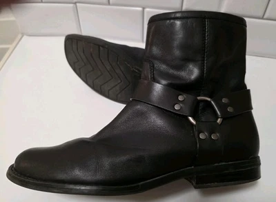 House of Harlow Años 60 Portia Cuero Negro Motociclista Botines Para Mujer 10 Foto 1 de 4