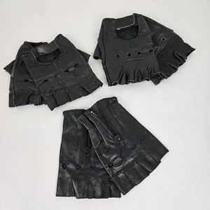 3 Pairs Leather Motorcycle Gloves, Short Finger Style, Black, 2-3XL, 1-XL - Foto 1 di 11