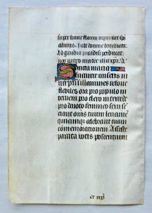 Ca.1470 illuminated BoH. manuscript leaf,Latin, 1 Gold initial, France. - Picture 1 of 2