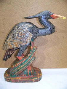 Exotic Hoopoe Bird - Hand Carved Wood - Hand Decorated - Folk Primative - NEAT! - Picture 1 of 8