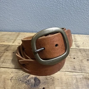 Vintage Lucky Brand Belt Womens Large Brown Braided Leather Boho Buckle Western - Picture 1 of 8